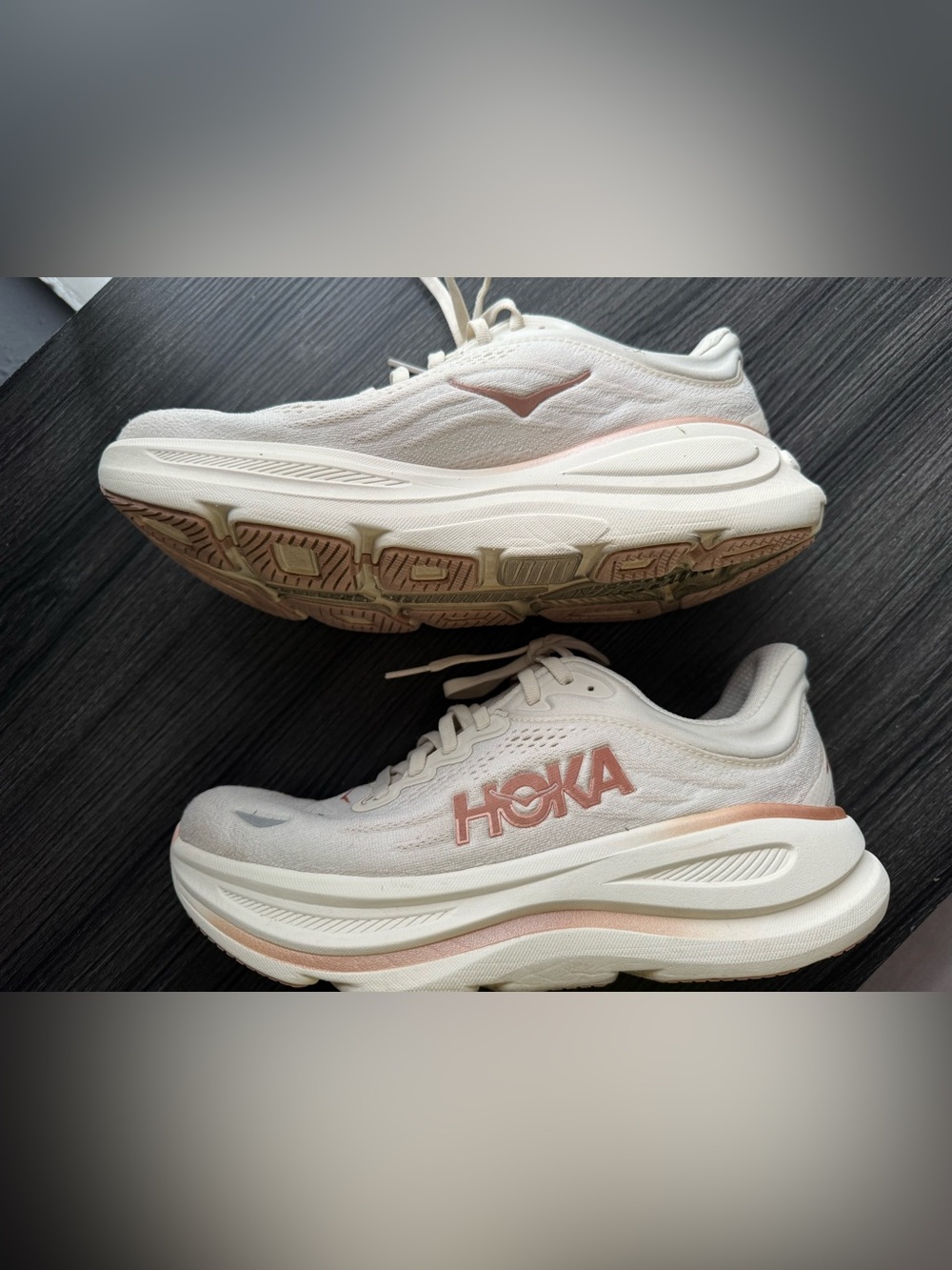 Hoka Bondi 9 Women's Size 8.5 White /Rose Running Shoes - Picture 6 of 9